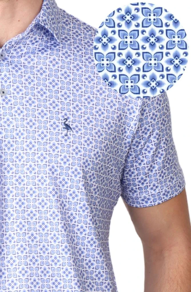 TailorByrd Geometric Floral Print Performance Polo 3