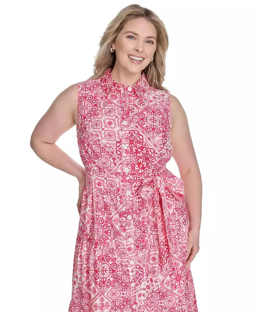 Jessica Howard Plus Size Printed Tie-Waist Sleeveless Midi Dress 3