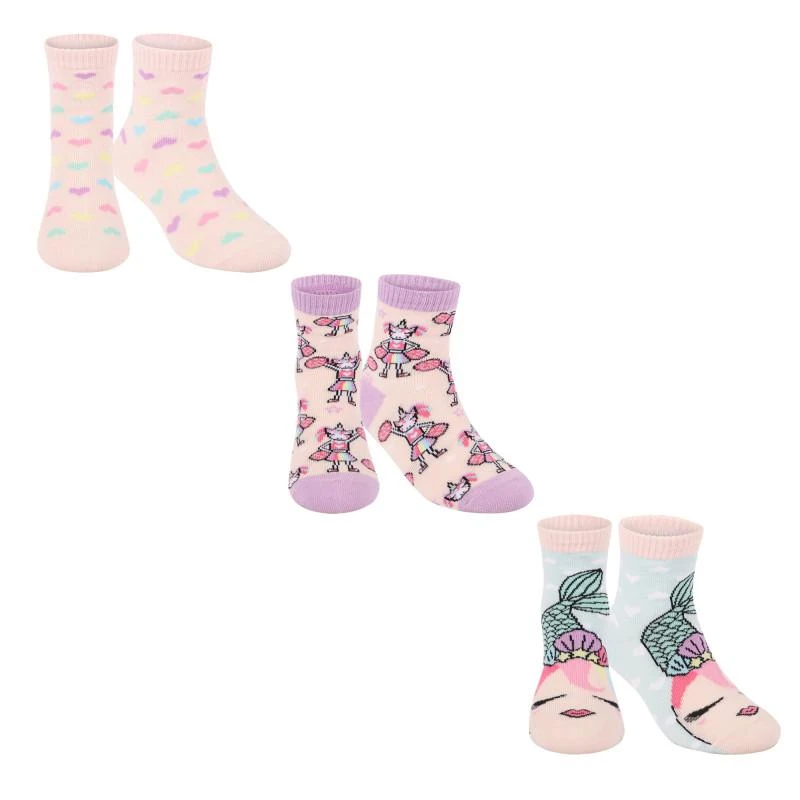 OMG! Accessories Set of socks with unicorns love hearts and mermaids in pink 1