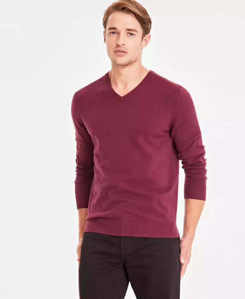 Alfani Men's Solid V-Neck Cotton Sweater, Created for Macy's 1