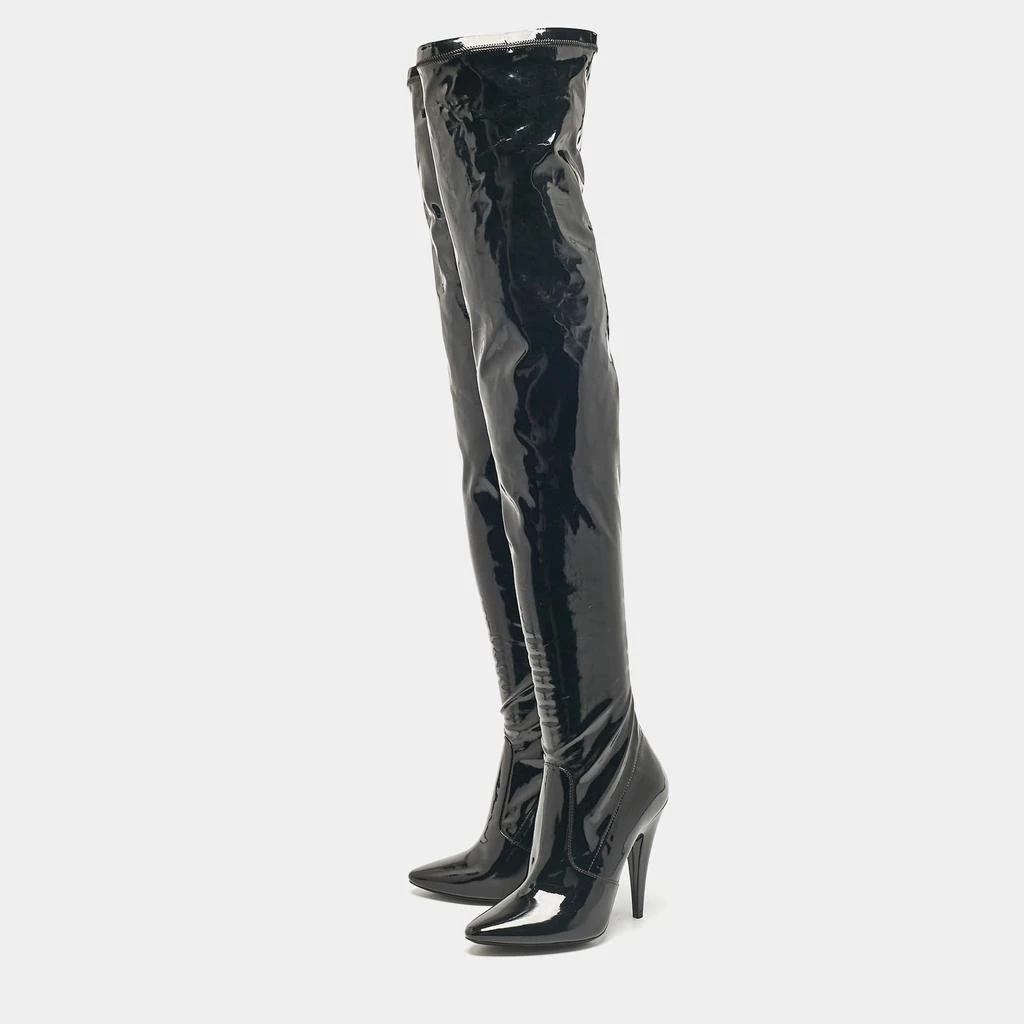 Yves Saint Laurent Saint Laurent Black Patent Leather Thigh High Boots Size 38 2