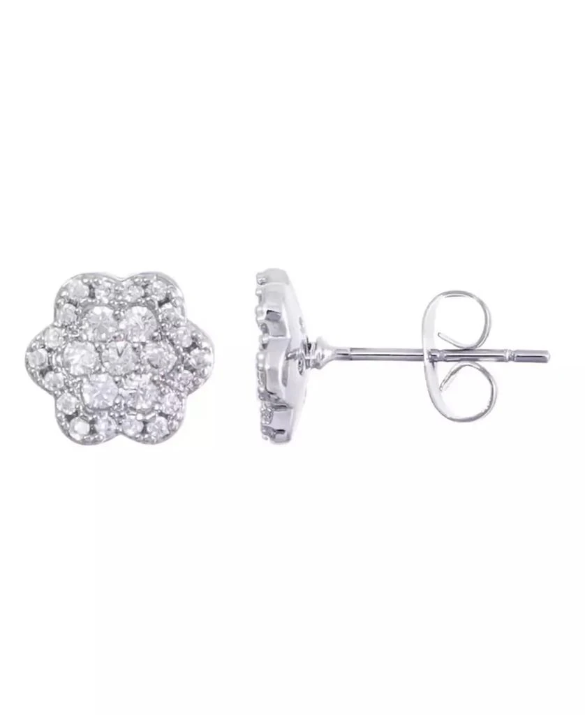 ADORNIA Silver CZ Flower Halo Stud Earrings