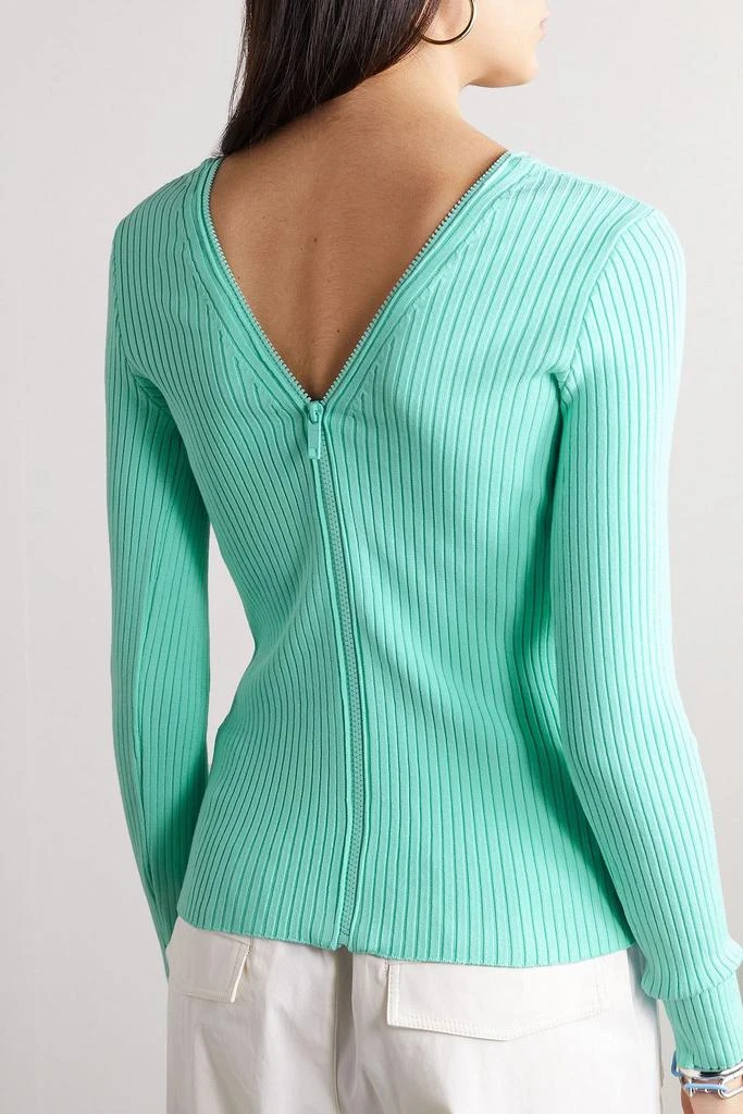 COURREGES Zip-detailed ribbed-knit cardigan 4