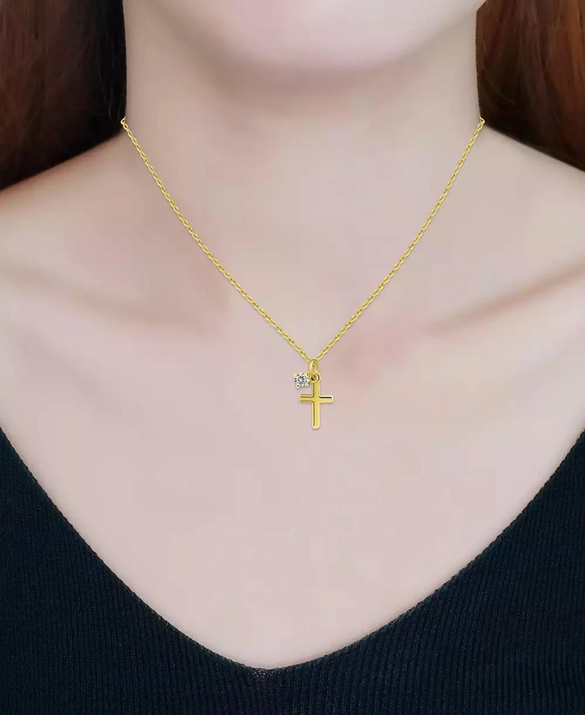 Giani Bernini Polished Cross & Cubic Zirconia Dangle Pendant Necklace, 16" + 2" extender, Exclusively at Macy's 2