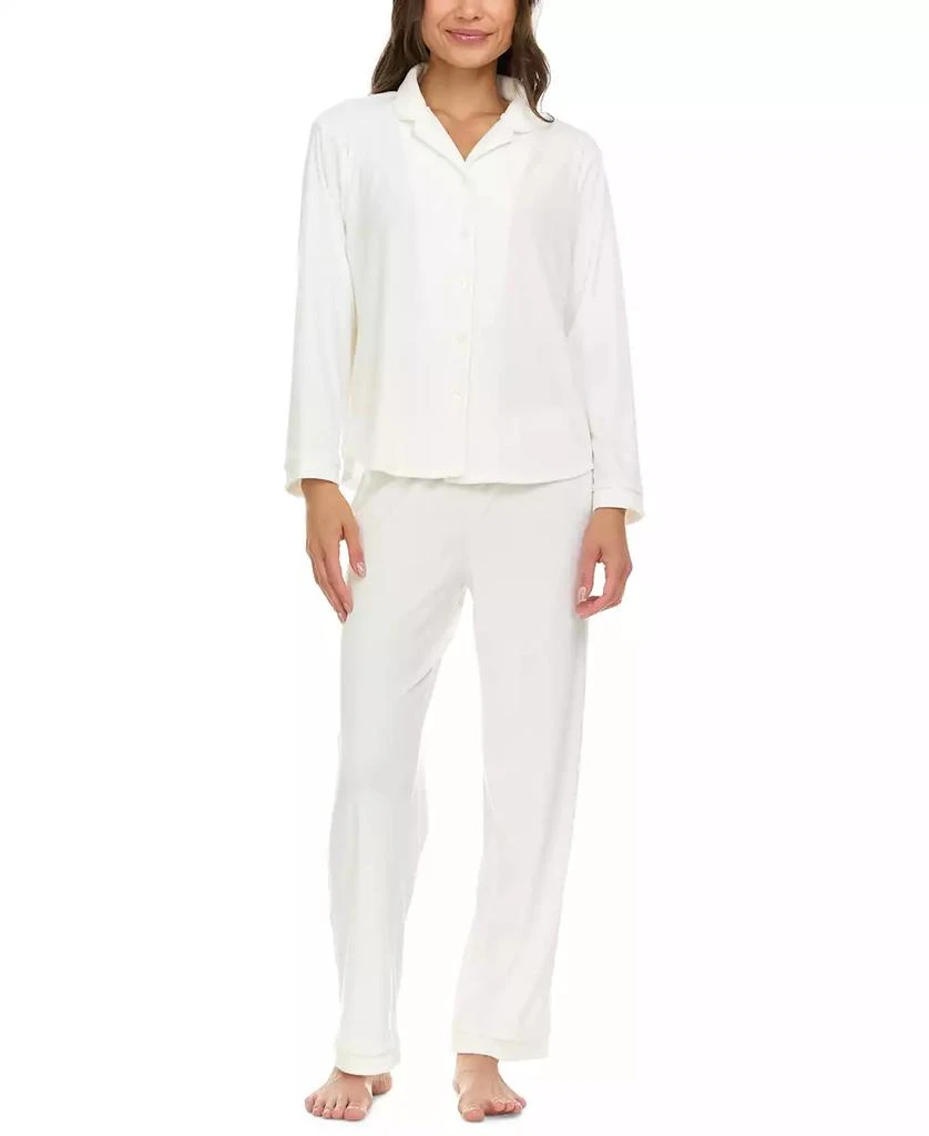 Flora Nikrooz Women's Addie Printed Velour Long Sleeve Pajama Set 1