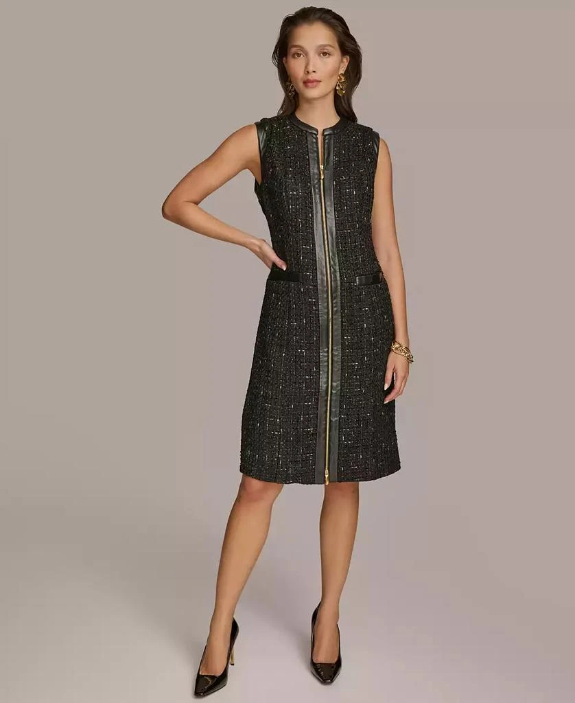 Donna Karan Women's Faux Leather-Trim Sheath Dress 4