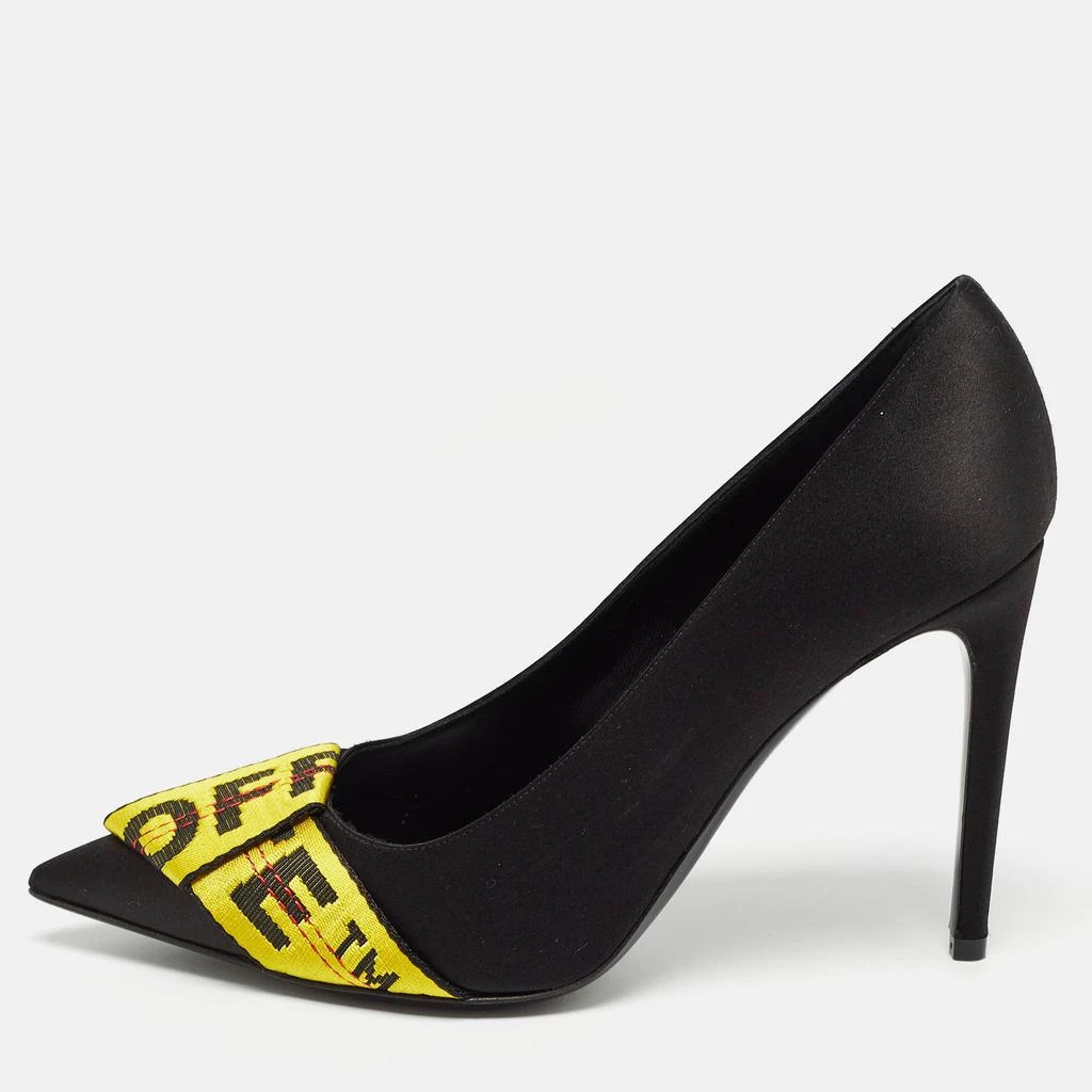 Off-White Off-White Black/Yellow Satin and Logo Canvas Pumps Size 39 1