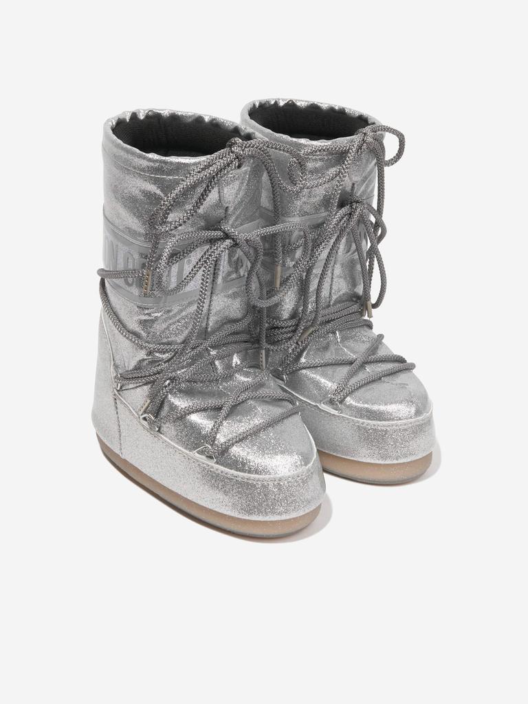 Moon Boot Moon Boot Kids Icon Glitter Snow Boots in Silver
