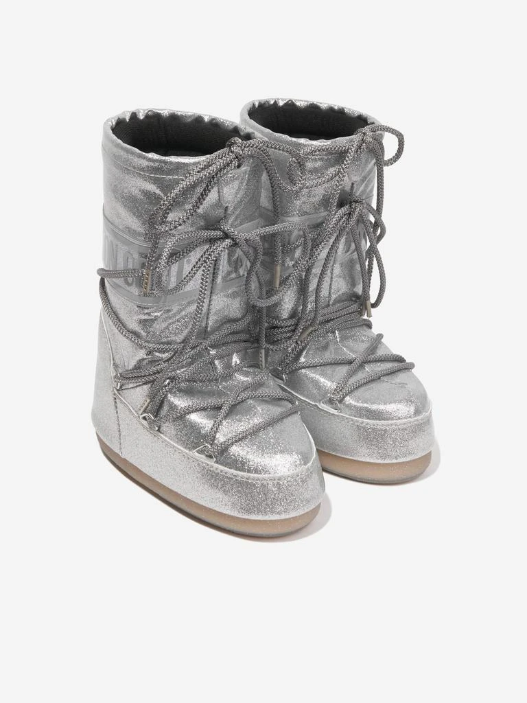 Moon Boot Moon Boot Kids Icon Glitter Snow Boots in Silver 2