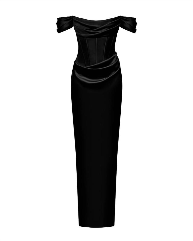 RASARIO Off-the-Shoulder Draped Corset Gown