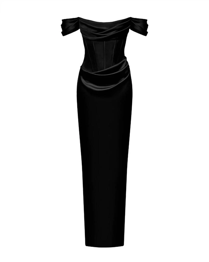 RASARIO Off-the-Shoulder Draped Corset Gown 1