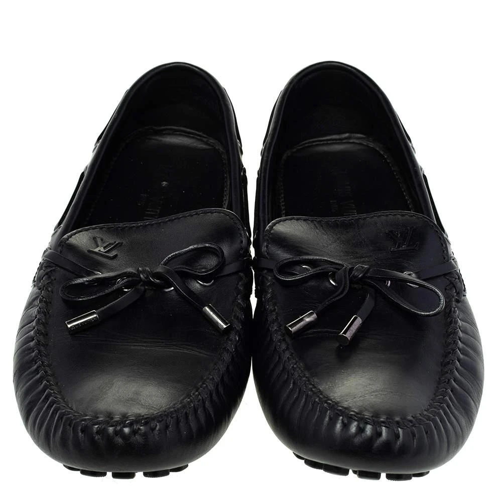 Louis Vuitton Louis Vuitton Black Leather Bow Slip On Loafers Size 43.5 3