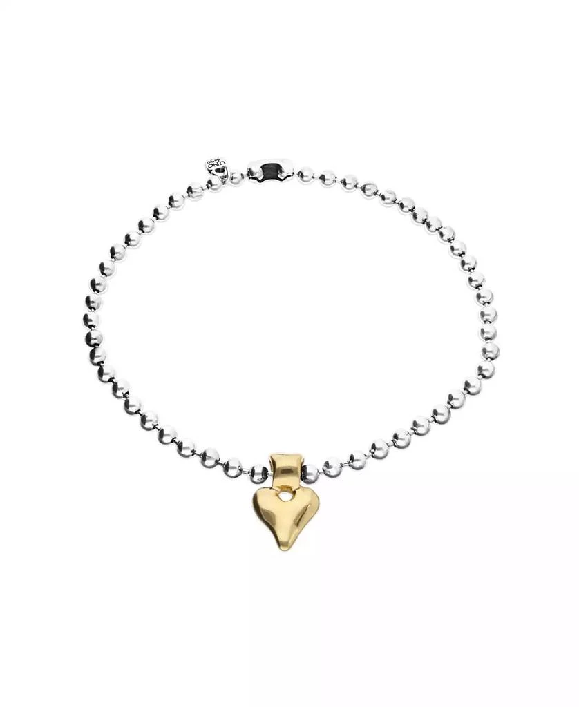 UNOde50 Sterling Silver Plated Ball Necklace with 18K Gold Heart Detail 2