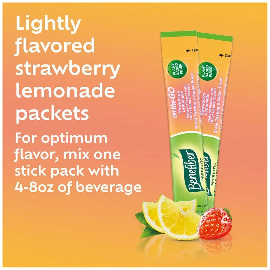 Benefiber On The Go Prebiotic Fiber Supplement Strawberry Lemonade 5