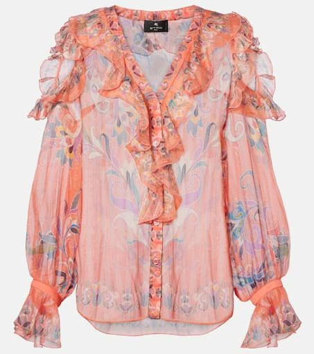 ETRO Printed ruffled silk blouse 1