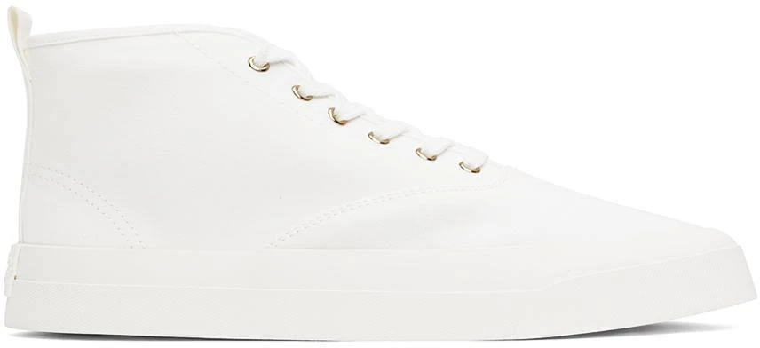 Maison Kitsune White High-Top Canvas Lace-Up Sneakers 1