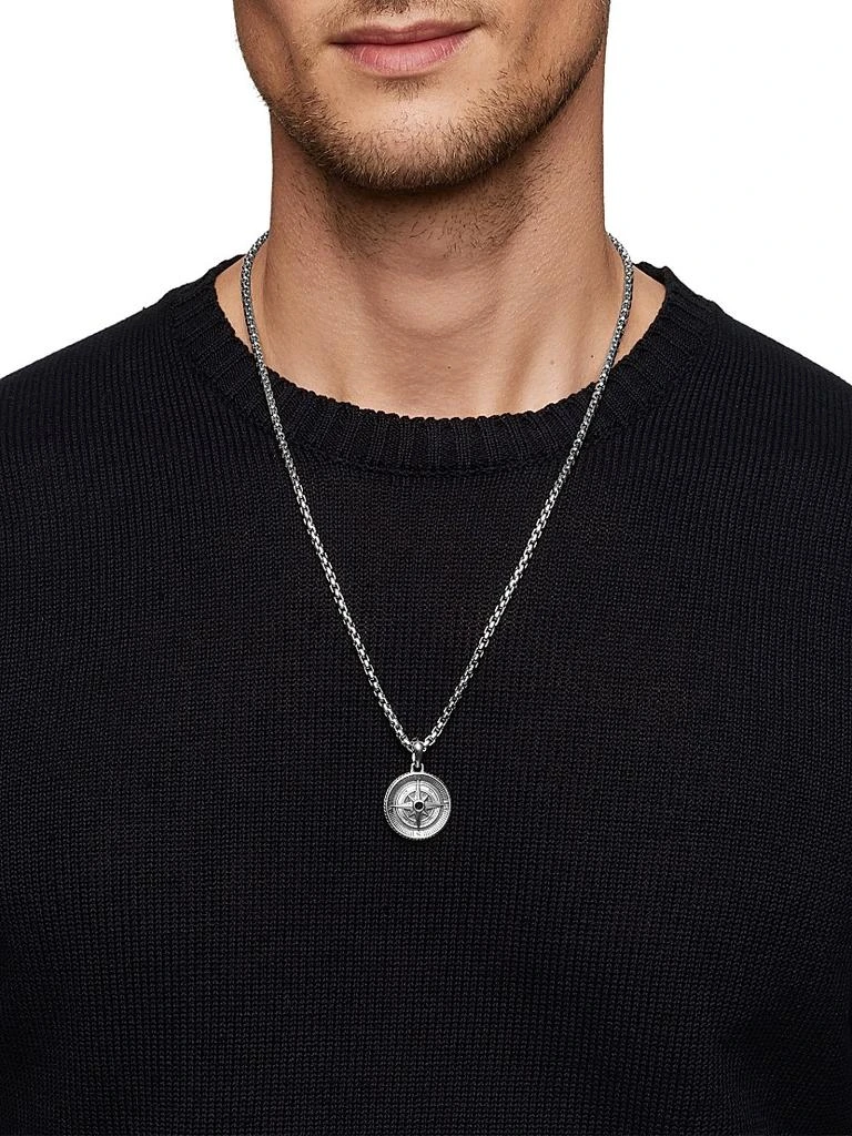 David Yurman Maritime Compass Amulet in Sterling Silver with Center Black Diamond, 26.8mm 2