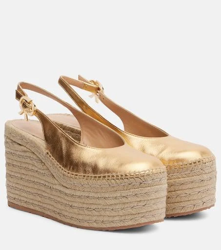 Gianvito Rossi Metallic leather espadrille wedges 1