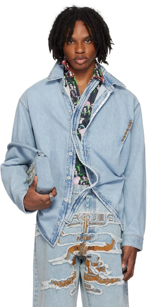 Y/Project Blue Hook & Eye Denim Shirt - Shirts - BeyondStyle