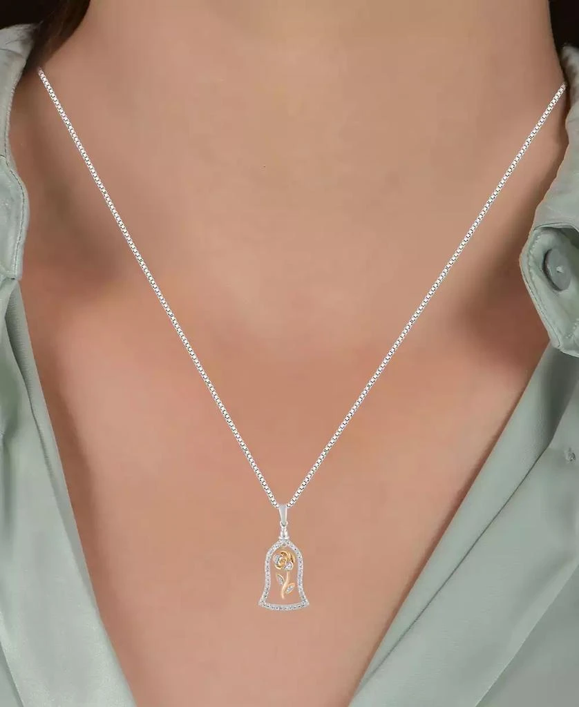 Disney Enchanted Vault Diamond Belle Rose Dome 18" Pendant Necklace (1/4 ct. t.w.) in Sterling Silver & 14k Rose Gold-Plated Sterling Silver 2
