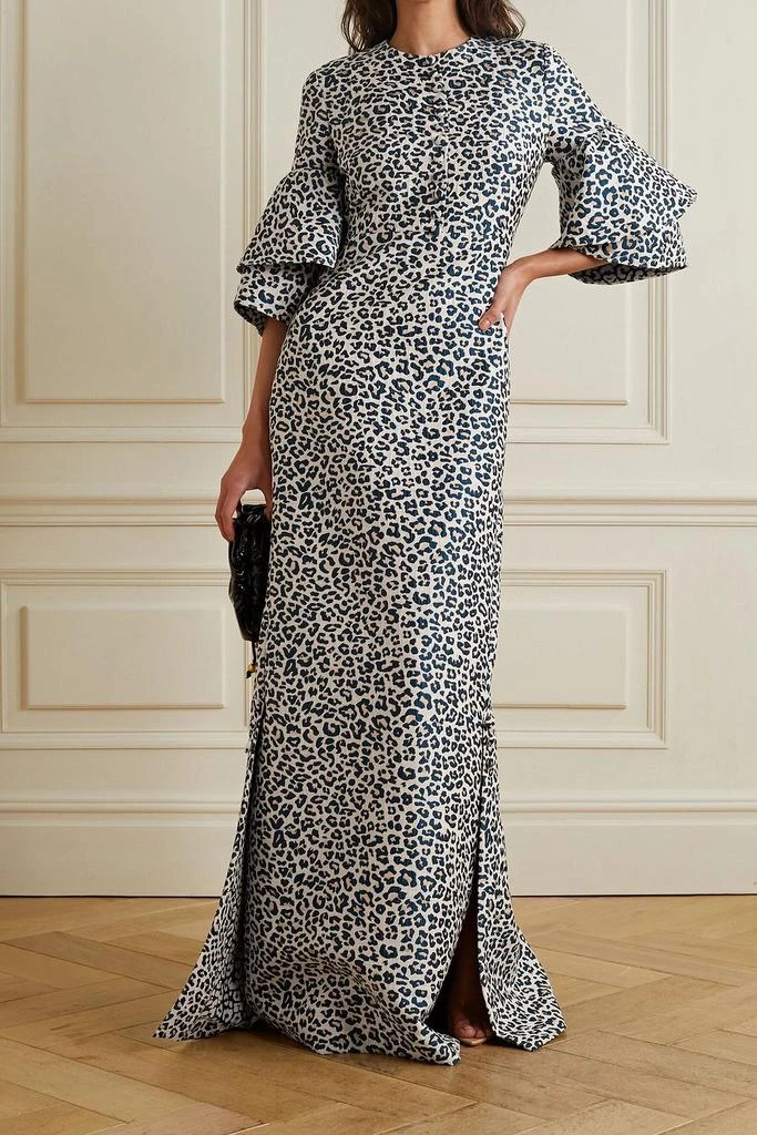 REEM ACRA Metallic leopard-jacquard gown 2