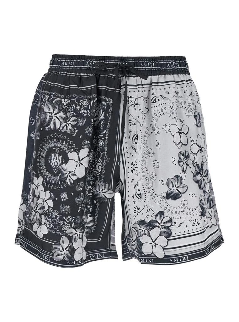 AMIRI Black And White Shorts With Bandana Print In Silk Man 1