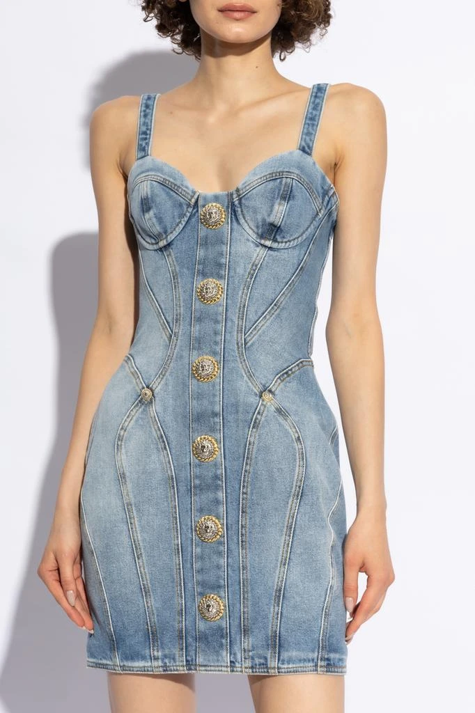 Balmain Denim dress with straps 3