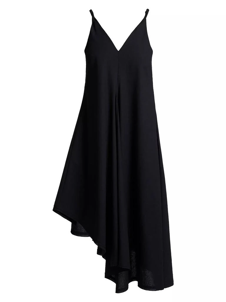 Santorelli Asymmetric Twist Strap Billow Midi-Dress 1