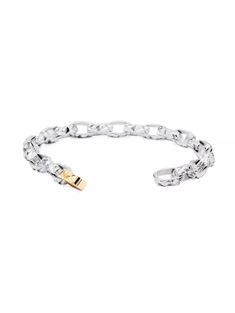 Bernard James Unisex Mirror Macro Sterling Silver Gold-Accented Link Bracelet