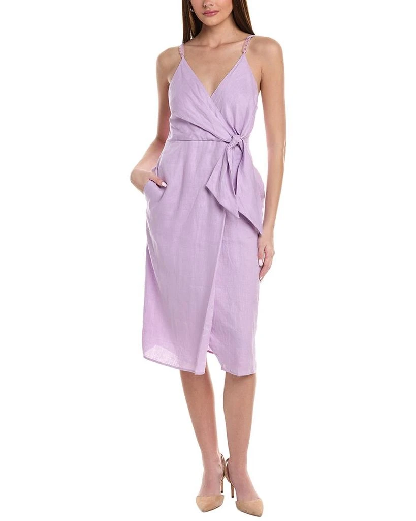 Reiss Esme - Navy Linen Side Tie Midi Dress, US 6