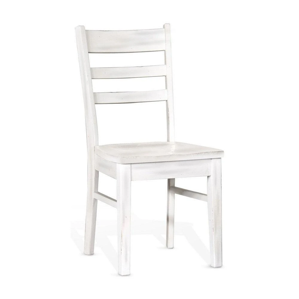 Hivvago Sime Dining Chair Set of 2, Ladderback Design, Off White Mahogany Wood