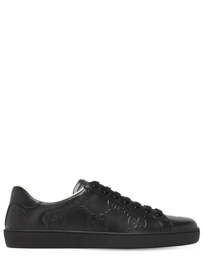 Gucci New Ace Gg Embossed Leather Sneakers