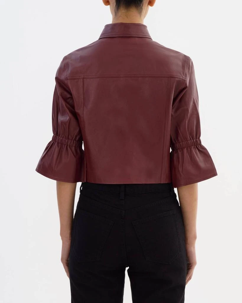 LaMarque Carolina Leather Ruffle Sleeve Jacket In Burgundy 2