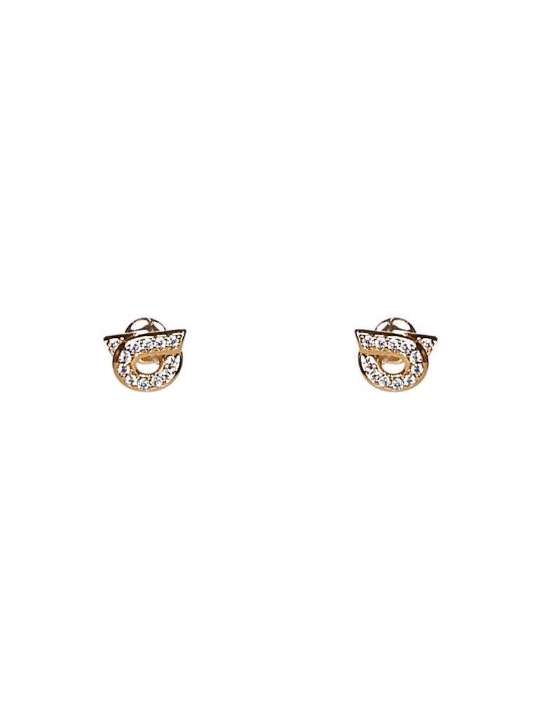 Salvatore Ferragamo FERRAGAMO | Gold Gancini earrings with rhinestones - size 10<BR/> | Women | PZ