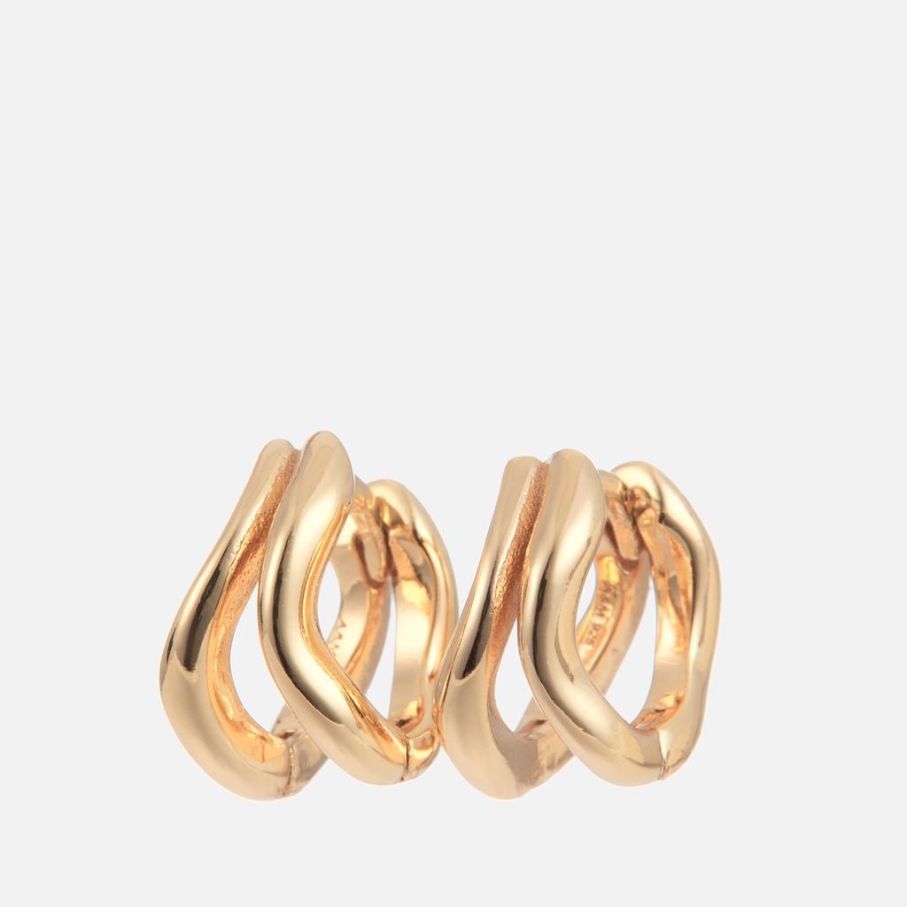 ASTRID & MIYU Astrid & Miyu Molten Gold-Plated Duo Huggie Earrings
