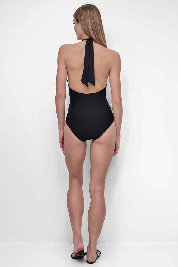 DKNY SHIRRED HALTER ONE PIECE