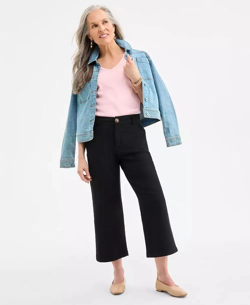 Style Co Women's High Stretch Mid-Rise Wide-Leg Crop Pants