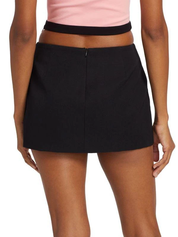 AREA Jumbo Crystal-Embellished Virgin Wool Mini Skirt 2