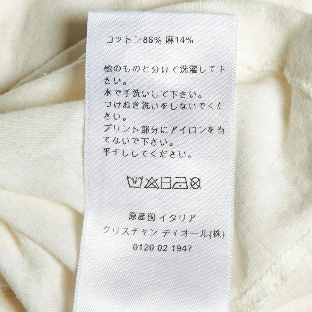 Dior Dior Ivory Slogan Print Cotton & Linen Crew Neck T-Shirt M 6
