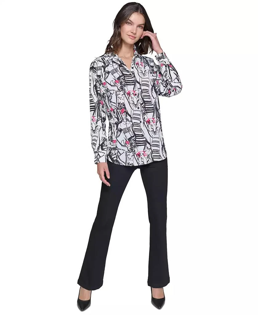 Karl Lagerfeld Paris Petite Printed Long-Sleeve Shirt 3