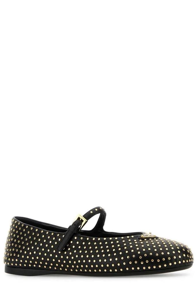 Prada Prada Triangle-Logo Stud-Embellished Ballerina Shoes 2