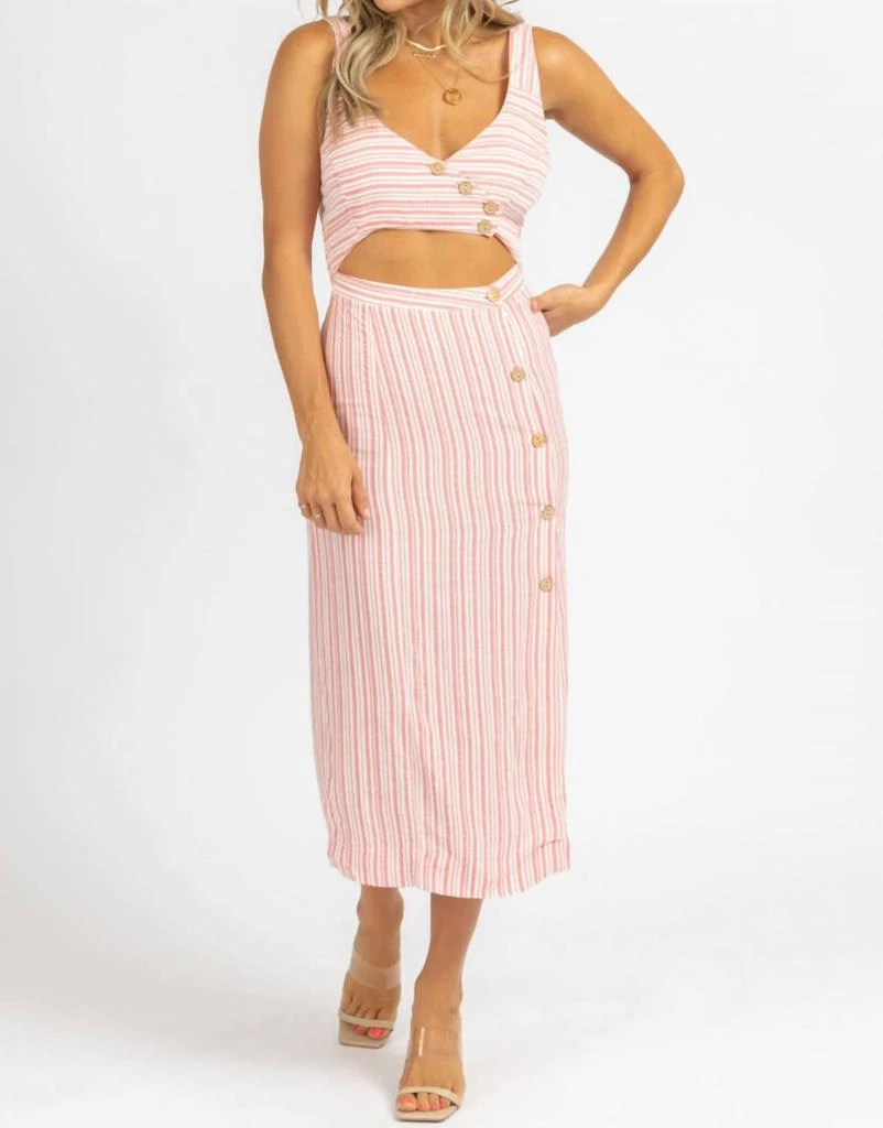 Skylar + Madison Skylar + Madison - STRIPE OPEN BUTTON MIDI DRESS 3