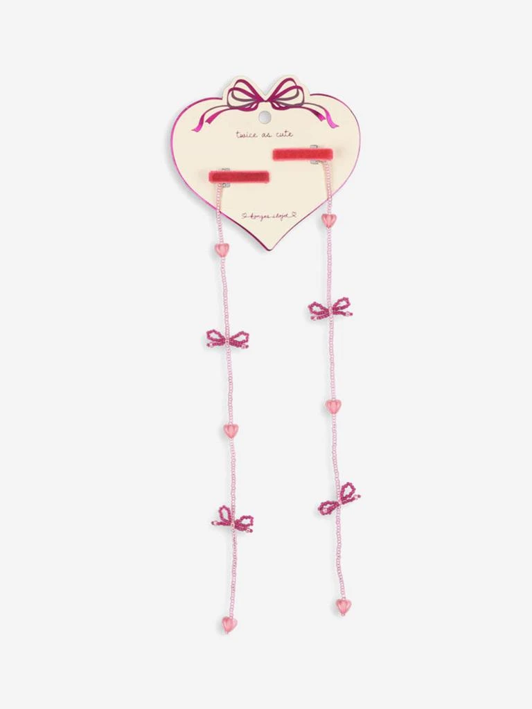 Konges Slojd Girls 2 Pack Pearly Tassel Hair Clip in Pink 1