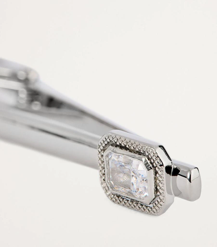 Tateossian Rhodium-Plated and Cubic Zirconia Halo Tie Clip 4