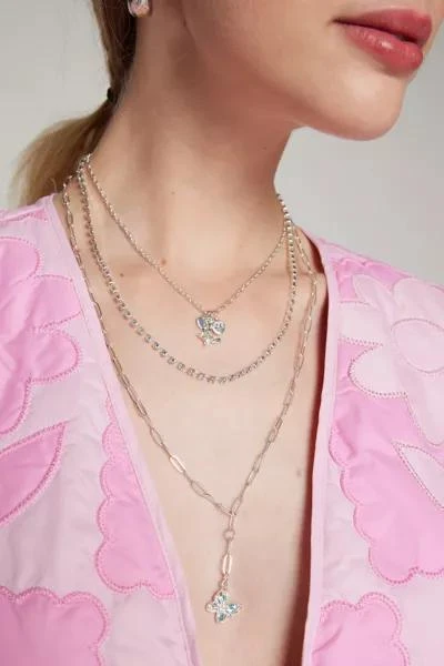 Urban Outfitters Rhinestone Butterfly Layered Necklace 1
