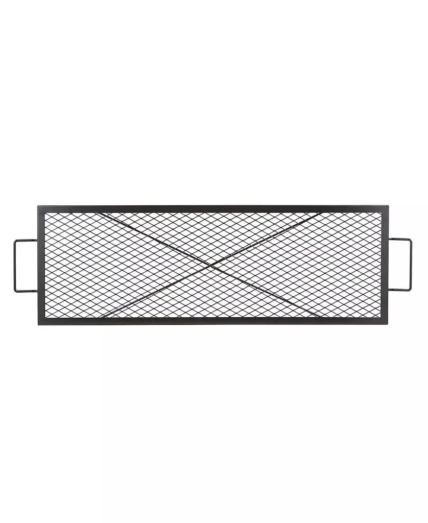 Ecooso 44" Rectangle X-Marks Fire Pit Grill Grate, Heavy Duty Steel Cooking Grate with Handle and Support X Wire, Black 8