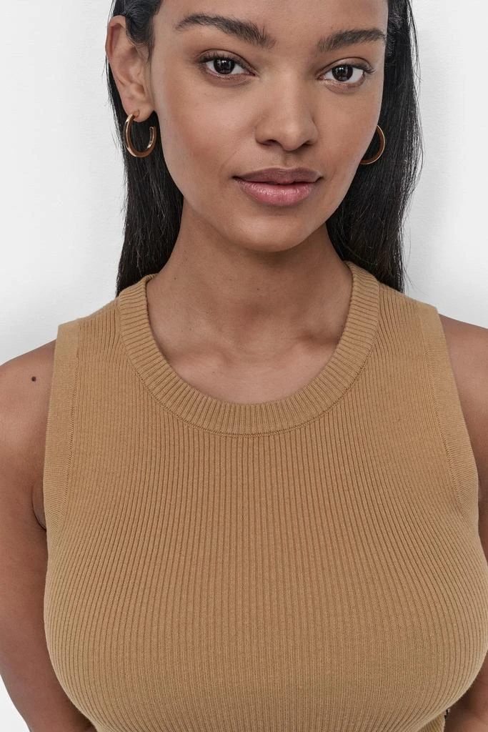 DKNY SIDE LOGO TRIM RIB SLEEVELESS CREW NECK TOP 4