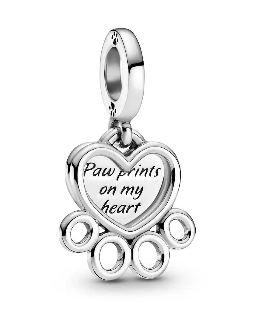 PANDORA Sterling Silver Hearts Paw Print Dangle Charm