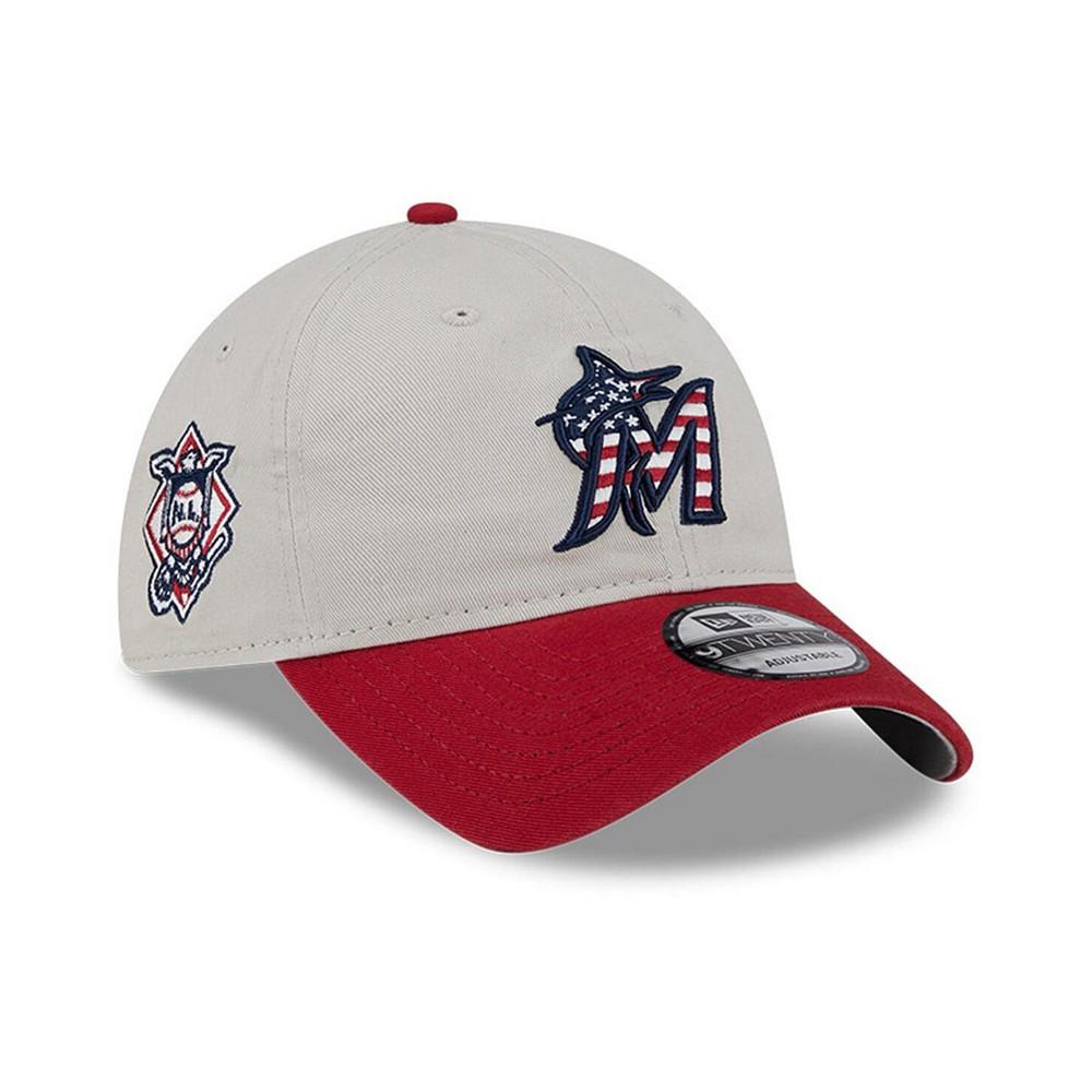 New Era Men's Red Miami Marlins 2024 Fourth of July 9TWENTY Adjustable Hat