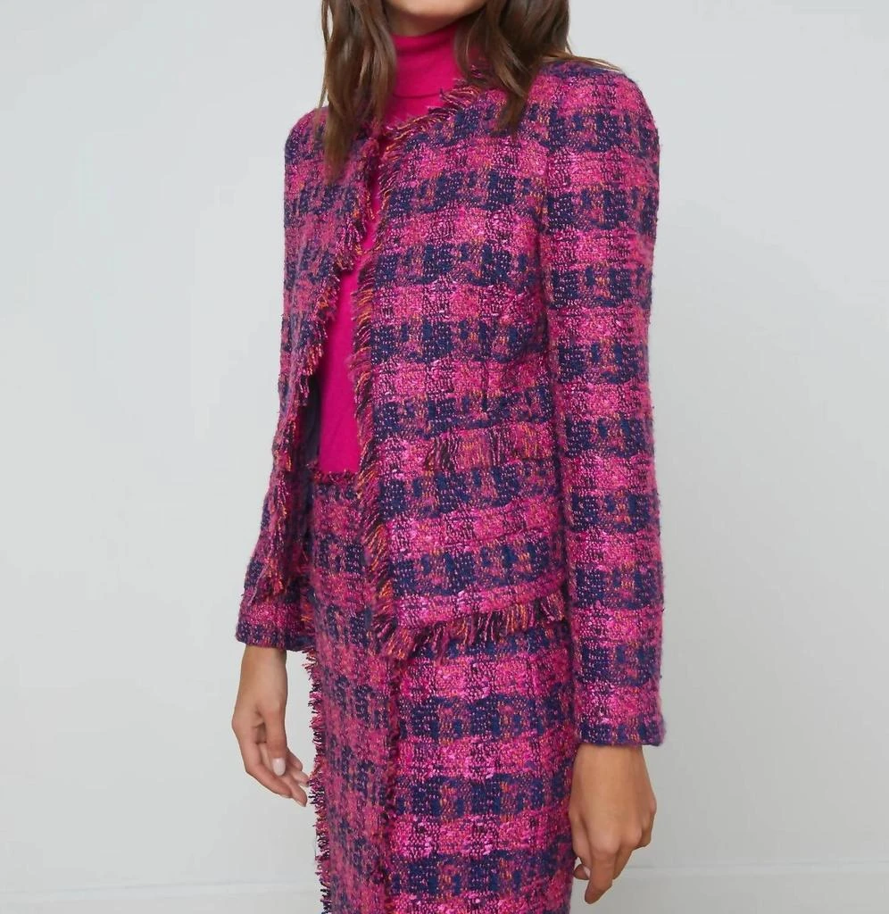 L'Agence Angelina Tweed Jacket In Midnight/acai/ruby 3